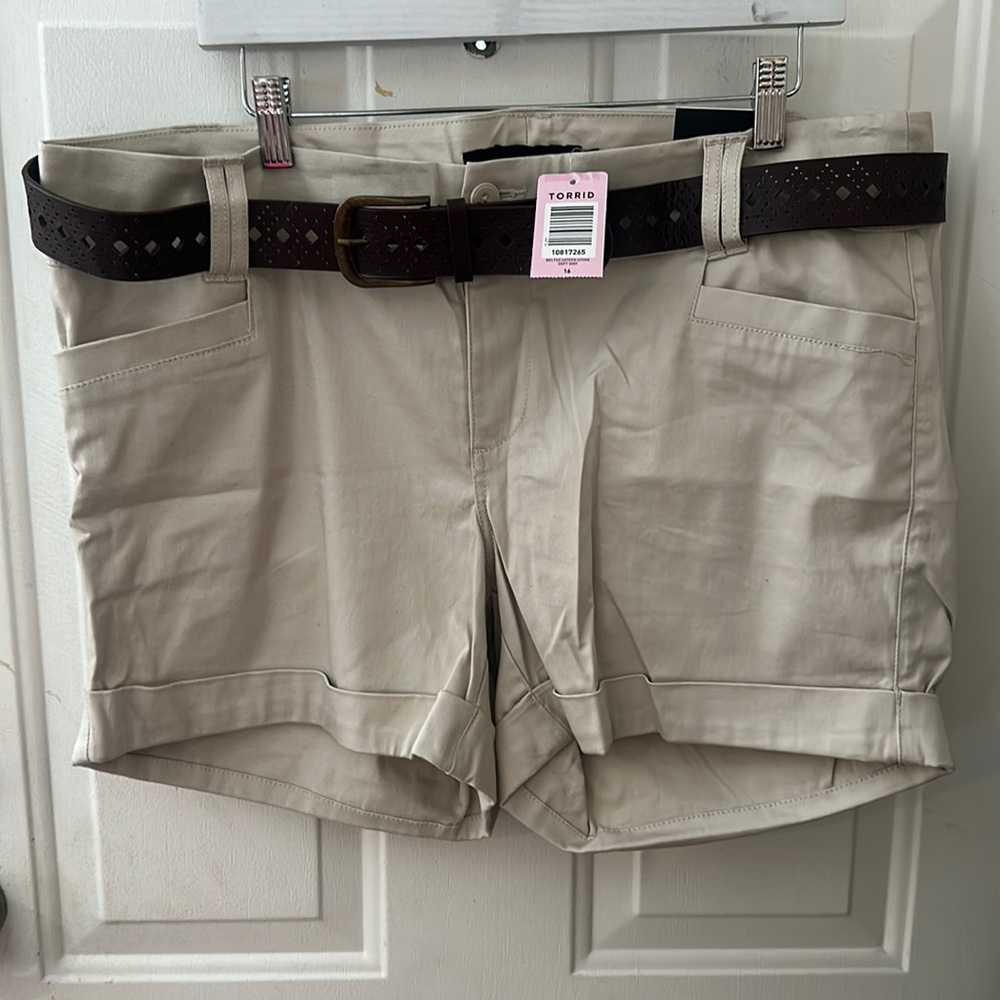 Torrid Tan Women's Shorts with Brown Belt
